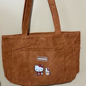 Sale! Hello Kitty brown corduroy tote bag new